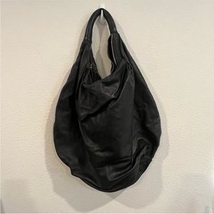 Anthropologie black slouchy hobo lambs leather bag excellent condition